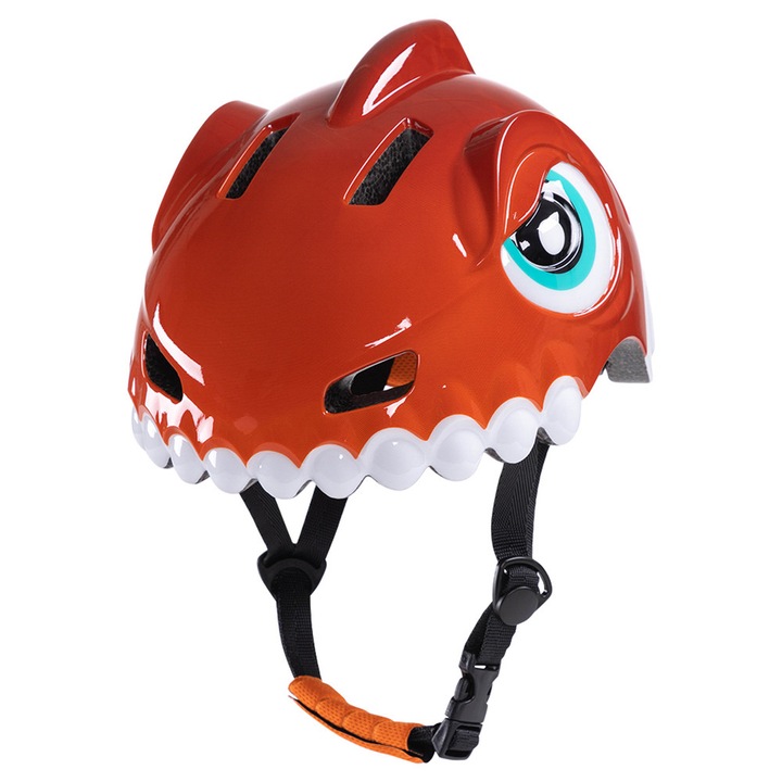 Wozinsky dinoszaurusz mintás gyermek kerékpáros sisak, 52 - 56 cm, S méret, piros