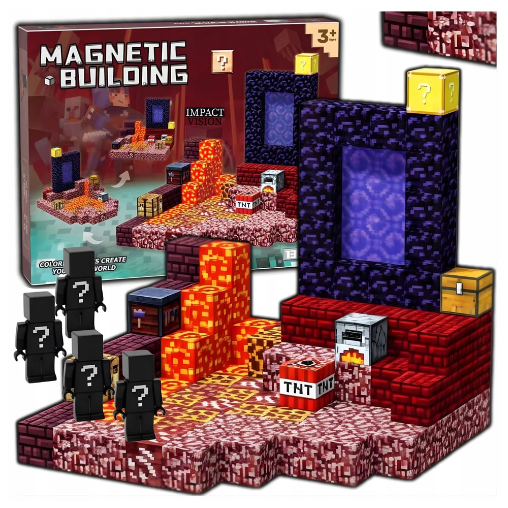 Set 128 Cuburi de Constructie Magnetice Impact Vision®, Portal & Lava ...