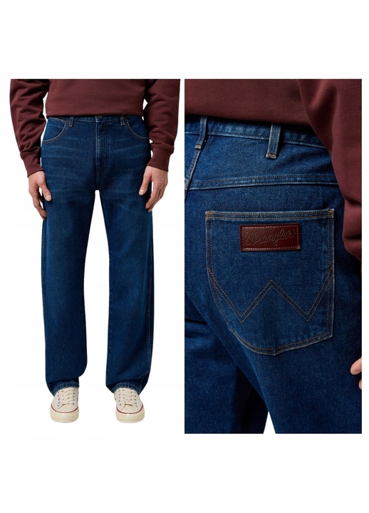 Férfi farmer, Wrangler, Frontier, Egyenes szabású, Közepes derék, 5 zseb, Cipzár, Hosszú, Pamut, W38-L34 US, Kék