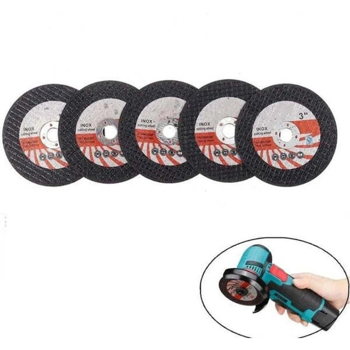 Set de 5 Discuri de Taiere Circular UniBox, 75mm, pentru Mini Polizor Unghiular, Grosime 1.2mm, Prindere 10mm