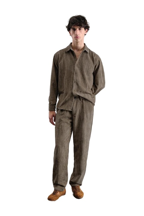 Pantaloni barbati, Giesto, cu talie medie, croiala dreapta, maro, poliester