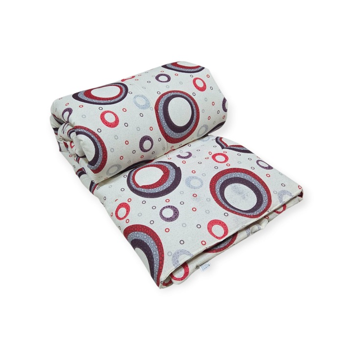 Pilota 140x200 cm, M01 Geo Crem/Rosu-350, o persoana, fata bumbac, umplutura 350 gr/mp, Albatex Home