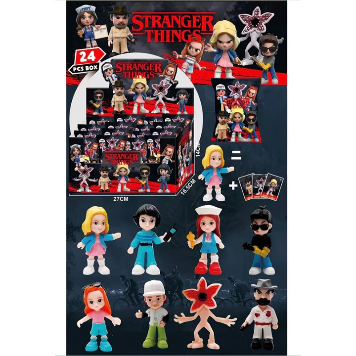 Комплект 3 фигурки Stranger things cutie random VICTINY ® 5/7 см черно/червено Stranger Demogorgon