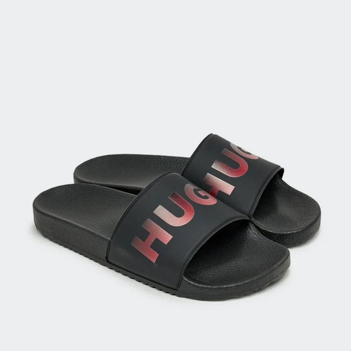 Papuci barbati HUGO, sintetic, negru/rosu