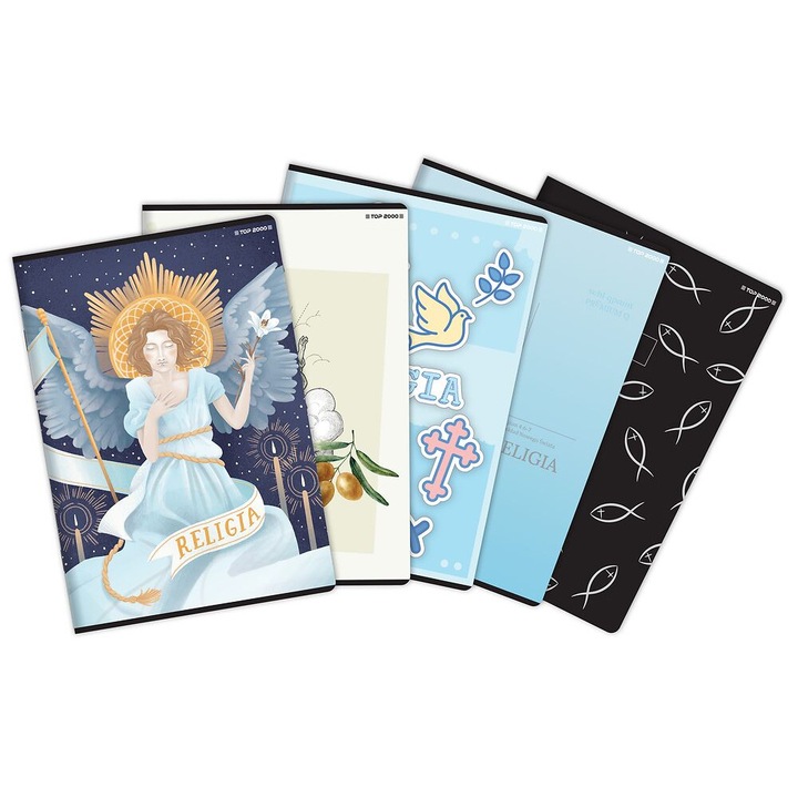 A5 füzetek, 5 stílusból álló készlet, 60 lap, rácsos, 70 g/m2, többszínű