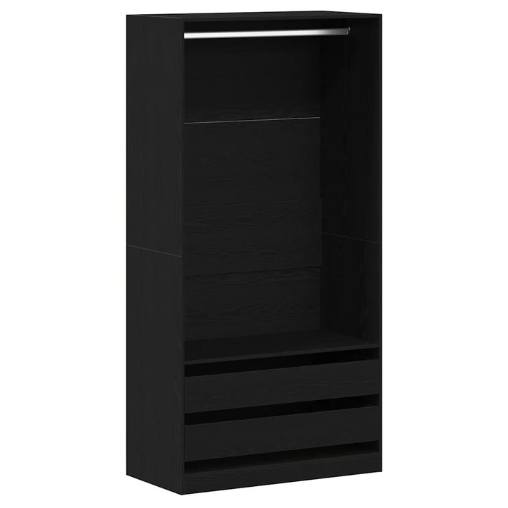 Dulap cu sertar vidaXL, Stejar Negru 100 x 50 x 200 cm Lemn compozit