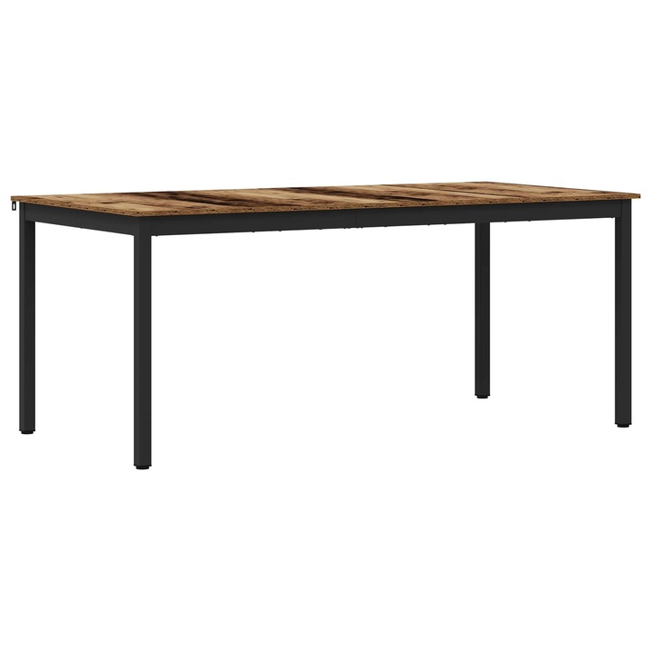 Трапезна маса vidaXL, инжeнерно дърво, черна метална рамка, размери 180x90x75 см