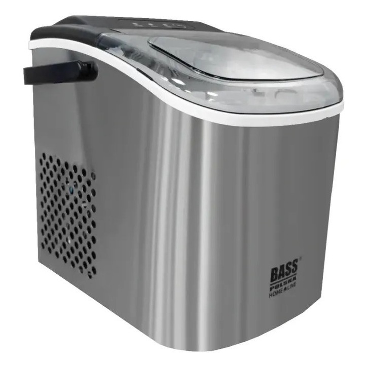 Машина за лед, Bass Polska, сива, 12 kg/ден, 1.3 литра резервоар, компактен размер