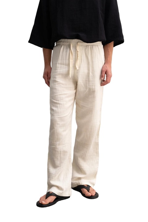 Pantaloni barbati, Giesto, Relaxed Fit, bumbac texturat, alb