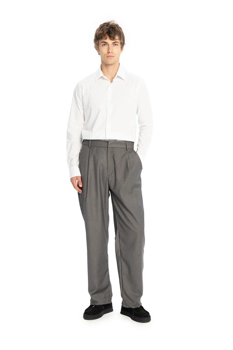 Pantaloni barbati, Giesto, Regular Fit, gri carbune, viscoz/lycra/poliester