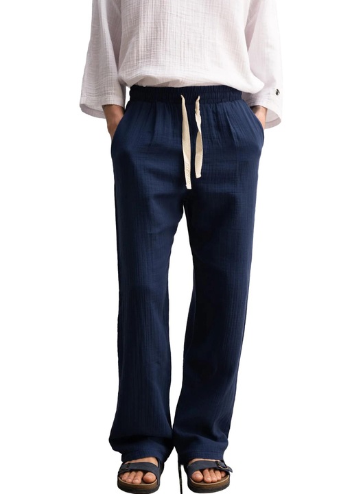 Pantaloni barbati, Giesto, croiala relaxata, bleumarin, bumbac texturat