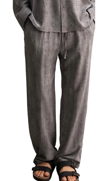 Pantaloni barbati, Giesto, Relaxed Fit, picior drept, gri carbune, poliester