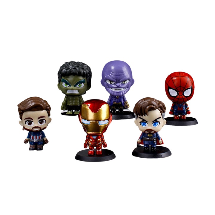 Figurák Bosszúállók, MC-2 modell, 6 db-os készlet, 7 cm, többszínű