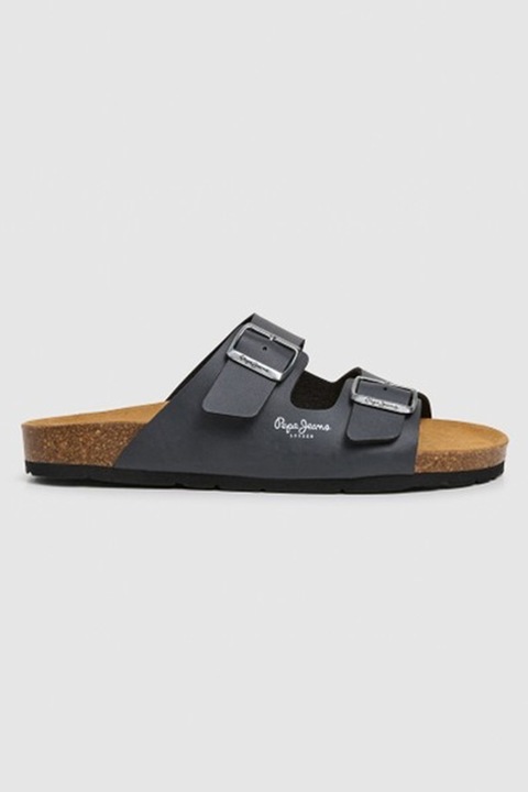 Pepe Jeans London, Csatos és logós papucs, Antracitszürke