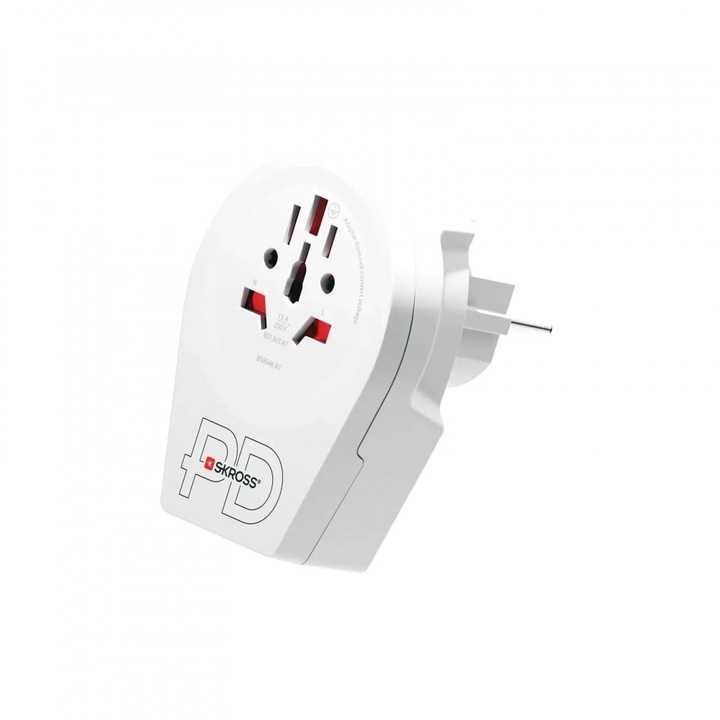 Adaptor SKROSS World to Europe 1500295E, USB, Alb