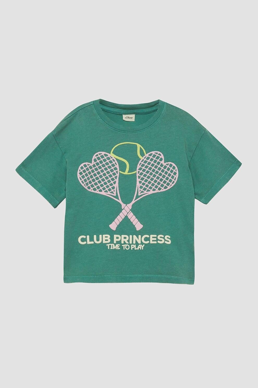 s.Oliver, Tricou din bumbac cu imprimeu, Verde, Roz, 128-134 CM