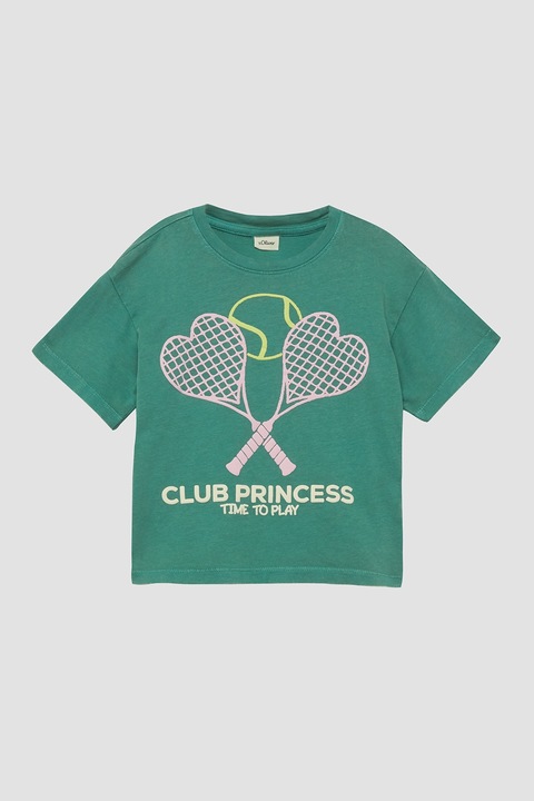 s.Oliver, Mintás pamutpóló, Zöld/Rózsaszín