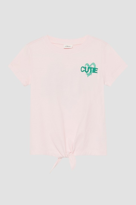 s.Oliver, Mintás póló megkötőkkel az elején, Zöld/Halvány rózsaszín