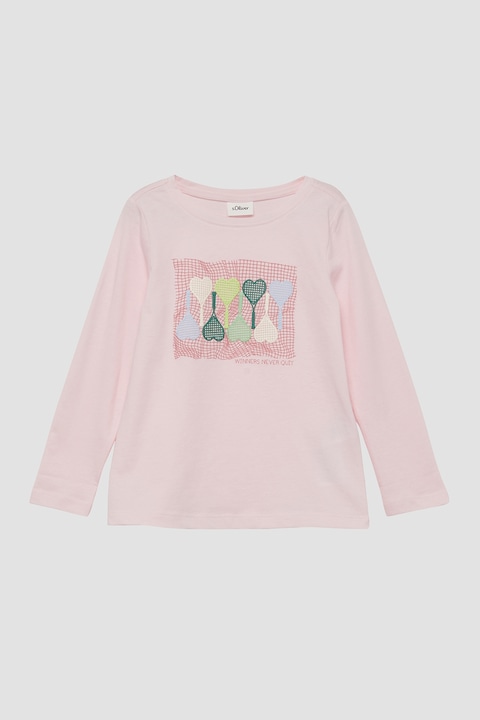 s.Oliver, Bluza din bumbac cu imprimeu, Verde/Galben/Roz pal