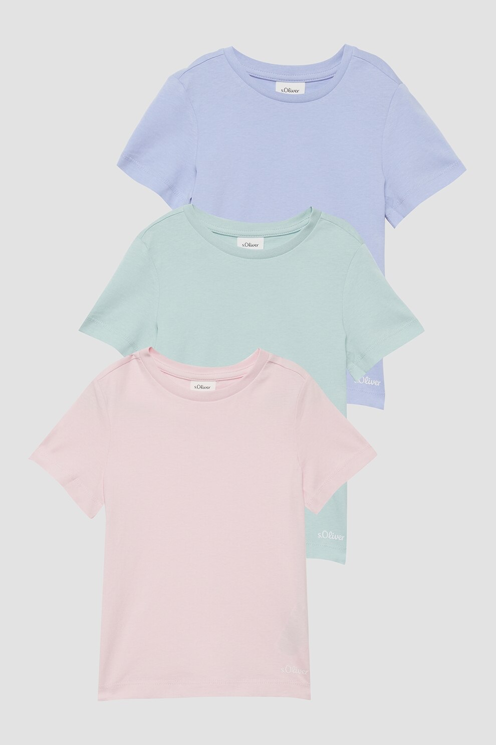 s.Oliver, Set de tricouri din bumbac - 3 piese, Multicolor, 128-134 CM