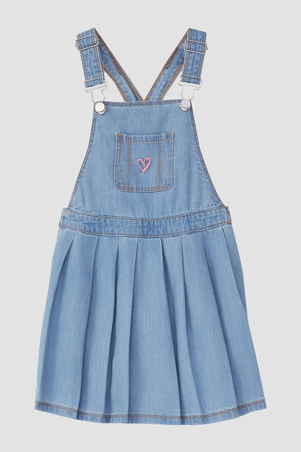 s.Oliver, Rochie-sarafan din denim cu pliuri, Albastru pastel, 140 CM