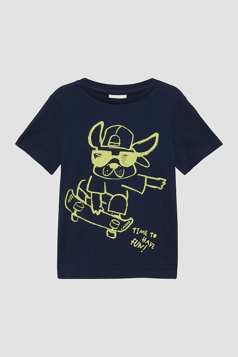 s.Oliver, Kerek nyakú póló mintával, Limezöld/Tengerészkék