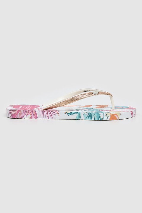 Pepe Jeans London, Flip-flop papucs csillámos pántokkal, Fehér/Aranyszín/Rózsaszín/Perzsazöld, 40