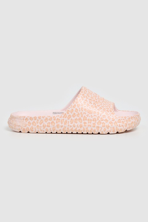 Pepe Jeans London, Papuci cu animal print, Alb/Portocaliu pal, 40