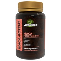 Maca Potent Complex, Vitassential, extract Forte de Maca Root, L-Arginina, Panax Ginseng, Zinc, Sarsaparilla, supliment alimentar pentru potenta barbati, 50 pastile