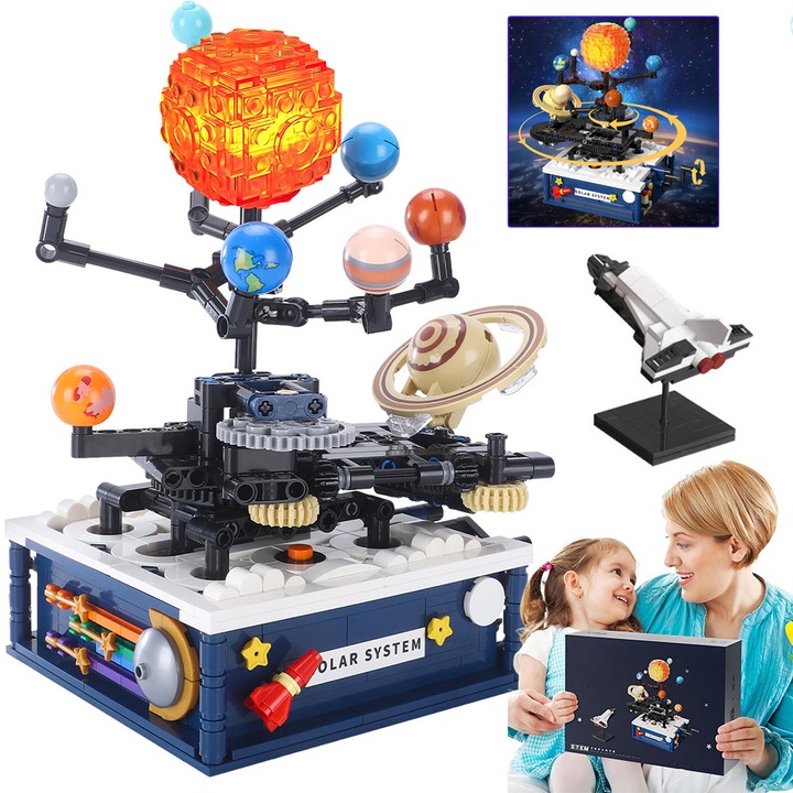 Set de construcție sistem solar, CHOOLY, 775 piese, efect de lumina, 234x219x185mm