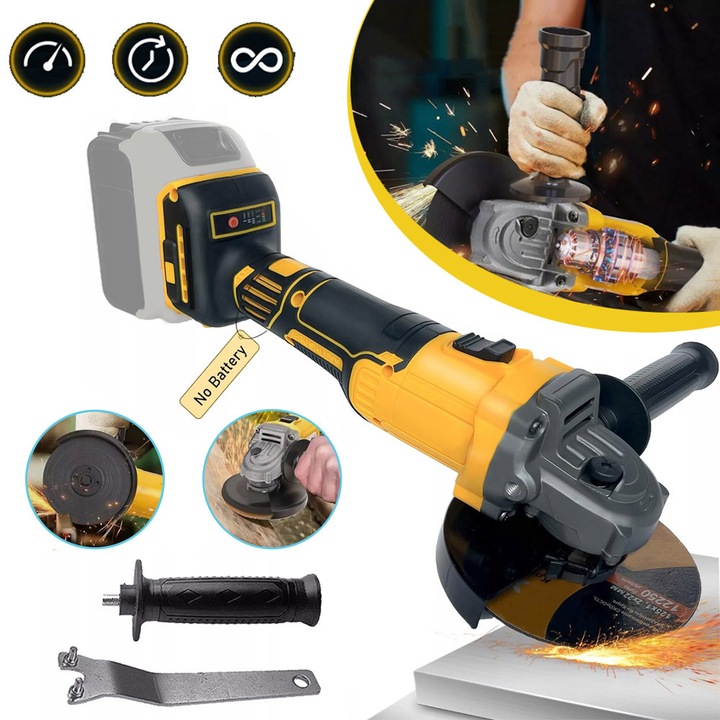 Polizor Unghiular Fara Fir Pentru Baterie De 18-21V, Polizor Unghiular Electric Fara Perii De 10000RPM, Maner Lateral Cu Pozitie Dubla, Motor Puternic Pentru Slefuire, Lustruire, Indepartarea Ruginii