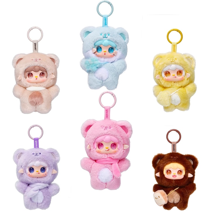 Breloc papusa de plus, Excitat, personaj surpriza, multicolor, pentru fete