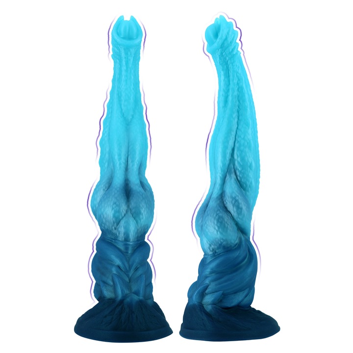 Lócsomós nagyméretű dildo, HANITUOR, 34 cm Szilikon óriás dildo szexjáték, szexjáték G-pont és anális stimuláció, csomóval és tapadókoronggal, férfiaknak és nőknek, kék