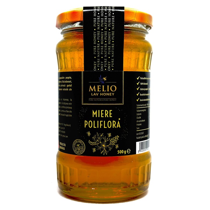 Miere Poliflora Melio Lav Honey, 500g, aurie