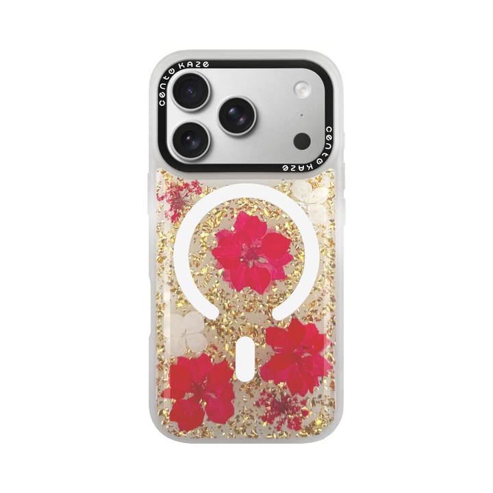 Husa Premium cu Rasina Epoxidica CENTO Muse compatibila cu Apple Iphone 17 Pro Max, Flora, cu inel MagSafe, Anti zgarieturi, Rezistenta la Cadere 3m, cu margini ridicate pentru protectia ecranului si a camerei