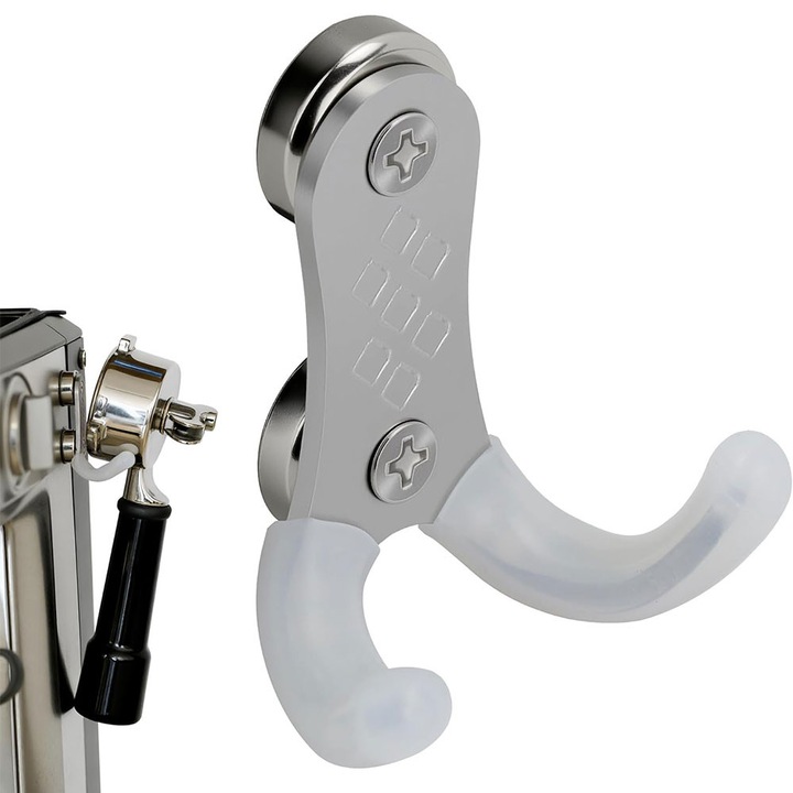 Suport magnetic accesorii cafea, Garsonal®, Cap magnetic dublu ranforsat, Compatibilitate larga cu accesoriile, Inox, Argintiu