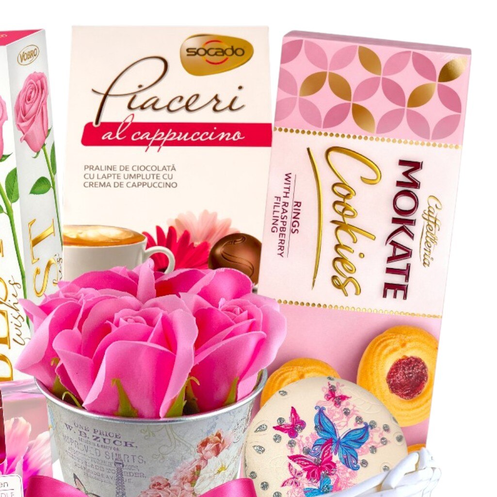Cos cadou premium pentru femei, CADOURI RAFINATE®, Pink Delight, cu ...