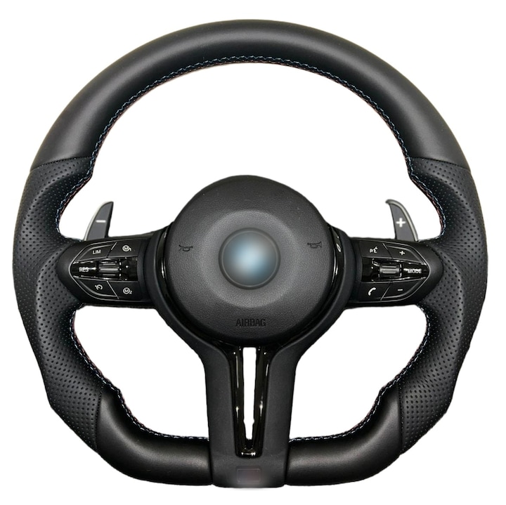 Пълен спортен волан, съвместим с BMW Серия 1 E87 / Серия 3 E90 E91 E92 E93 / X1 E84 / X3 E83 / X5 E70 / X6 E71, Ергономичен, Подобрено сцепление, Включени пера