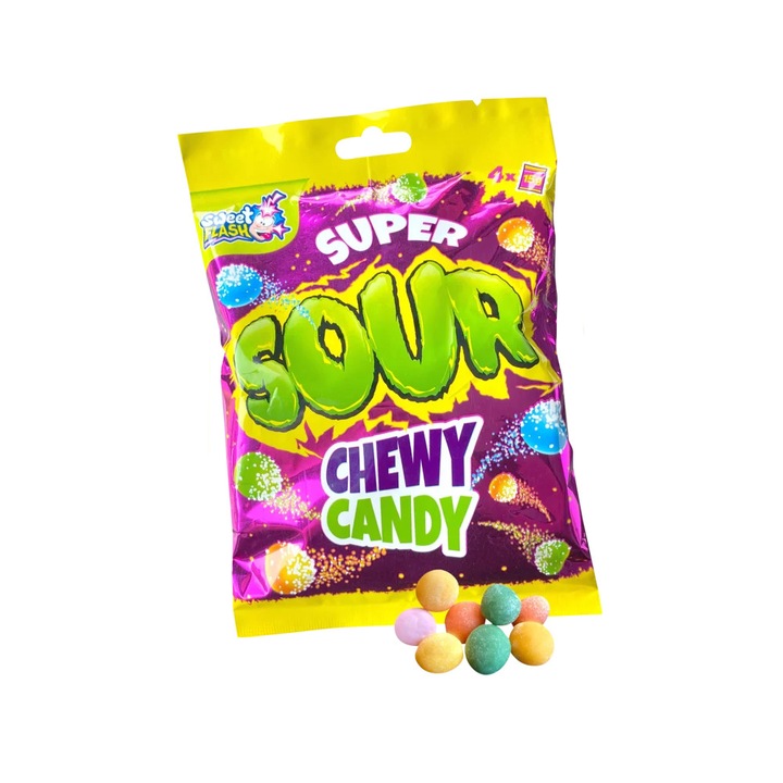 Bomboane Sweet Flash Super Sour Chewy Candy, 60g