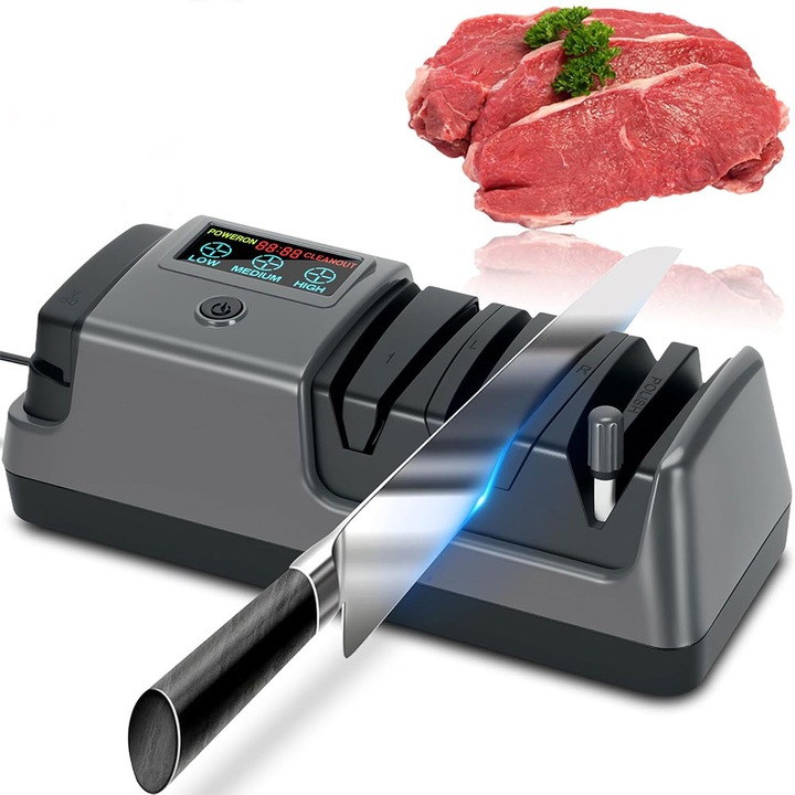 Ascutitor electric de cutite 5-in-1, Garsonal, 3 viteze, LCD, gri, 25x14.5x4.8cm