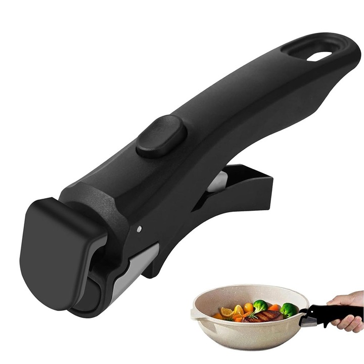 Maner detasabil pentru oale, Garsonal®, Demontare rapida, Rezistent la caldura, General, 19x5x3cm, Negru