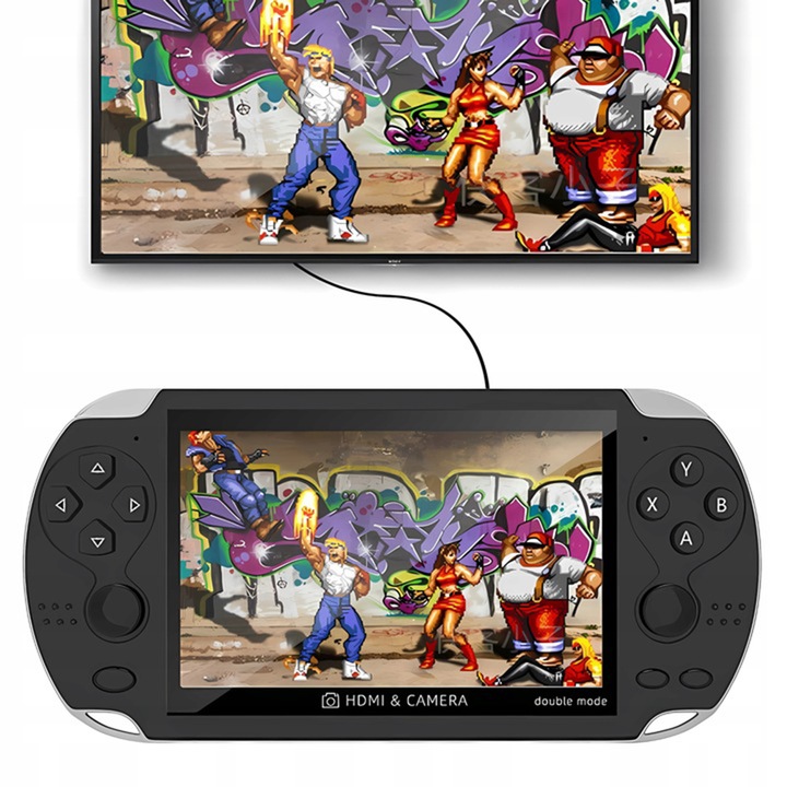 Consolă Portabilă Retro X7, HARD-ER IS BETTER, Negru, 5.1 inch, Peste 1000 Jocuri