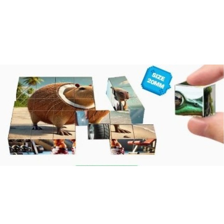 Магнитни строителни блокчета, 25 броя, 20 мм, анимационна тематика, за деца, комплект