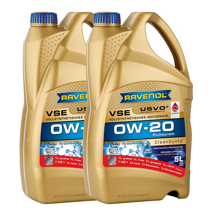Pachet 10 litri Ulei Ravenol VSE USVO 0W20 (5+2 gratis)