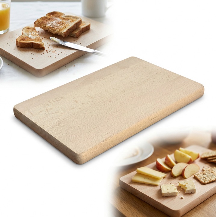 Tocator din lemn de fag PEEWIT, 25x16x1,6 cm, finisaj natural brut