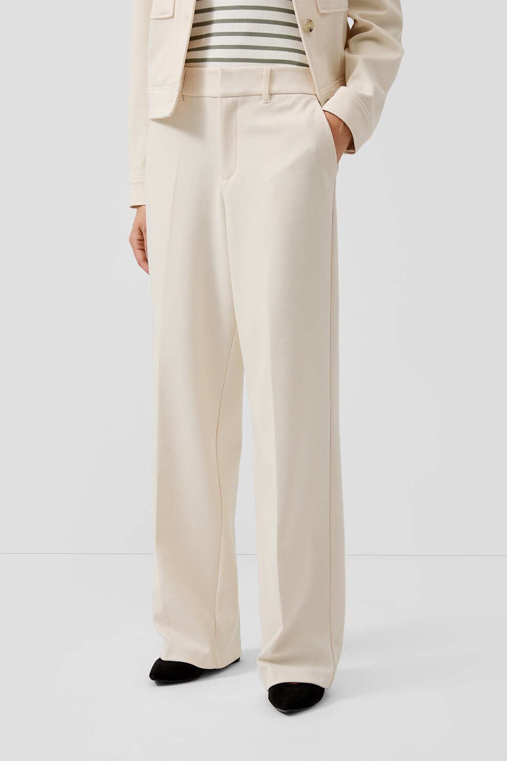 s.Oliver, Pantaloni ampli cu buzunare cu refilet pe partea din spate, Bej deschis, 40-Long