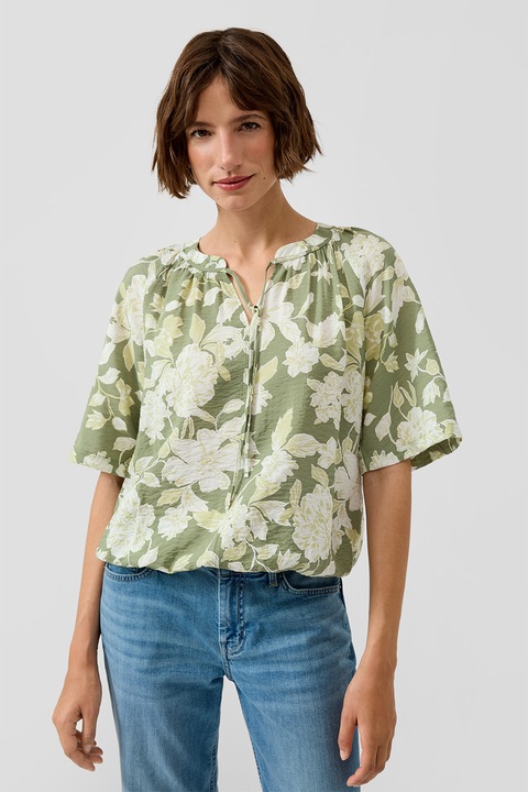 s.Oliver, Bluza-tunica cu maneci medii, Alb/Verde