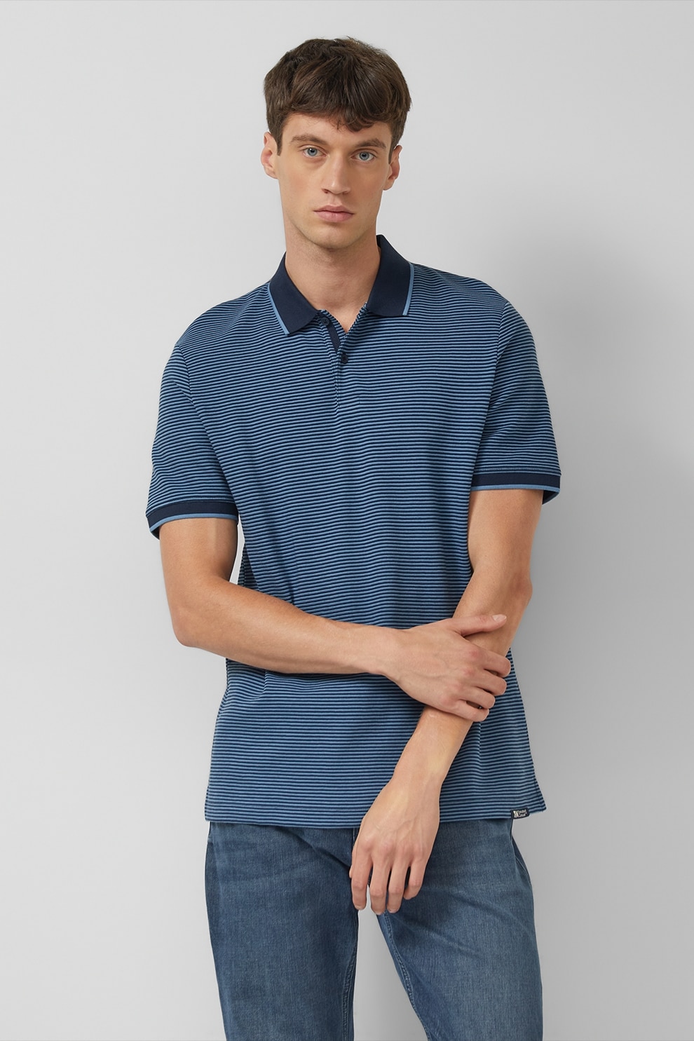 s.Oliver, Tricou polo de bumbac, Albastru inchis, M