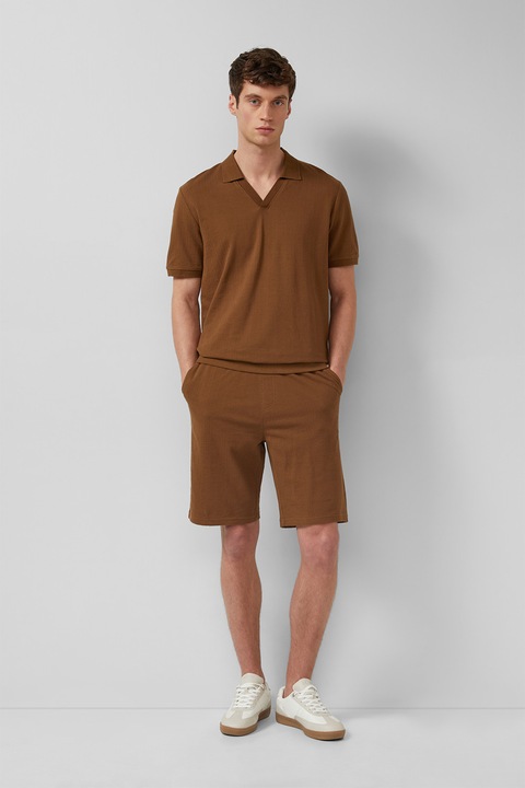 s.Oliver, Pantaloni scurti cu buzunare laterale si model uni, Maro, S