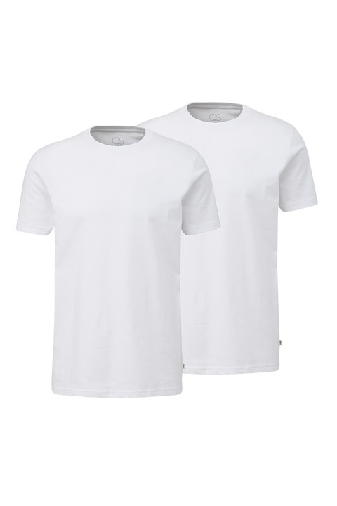 QS, Set de tricouri cu decolteu la baza gatului - 2 piese, Alb optic